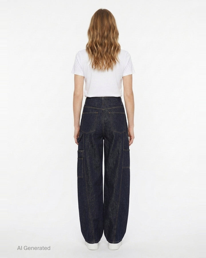 Indigo Denim Cargo Jeans | Self-Portrait | Club21 - back