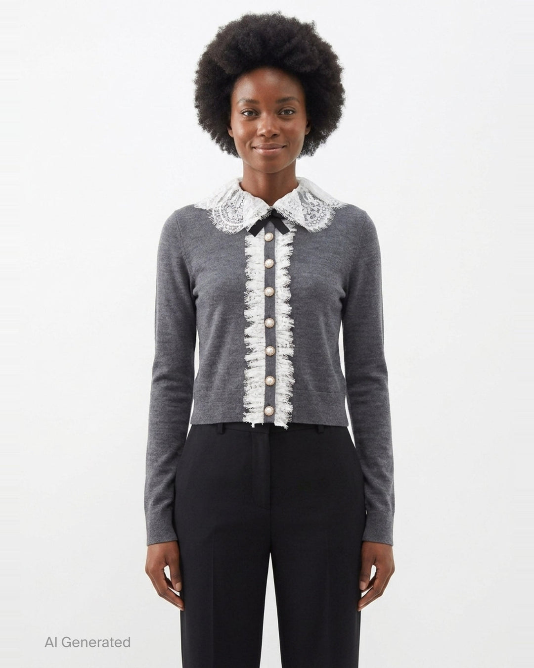 Lace Collar Knit Cardigan | Self-Portrait | Club21 - front