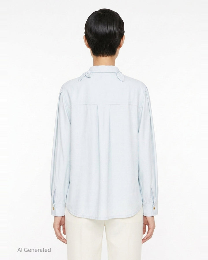 Light Blue Viscose Blouse | Self-Portrait | Club21 - back