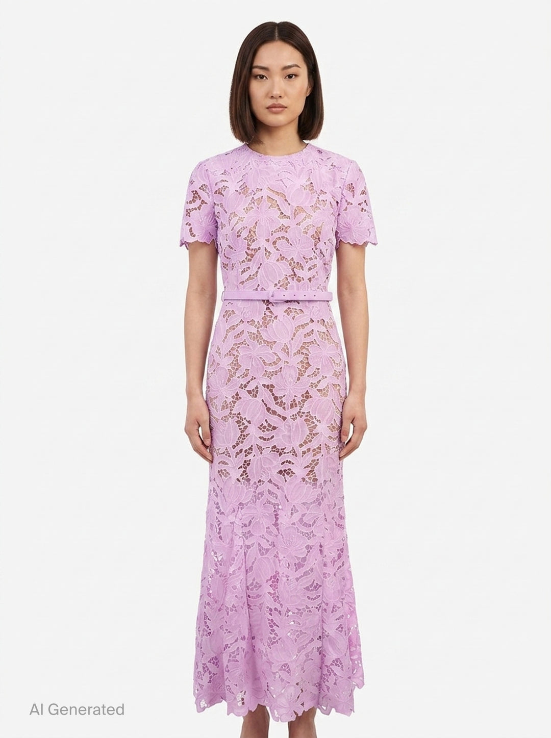 Lilac Lace Midi Dress | Self-Portrait | Club21 - front