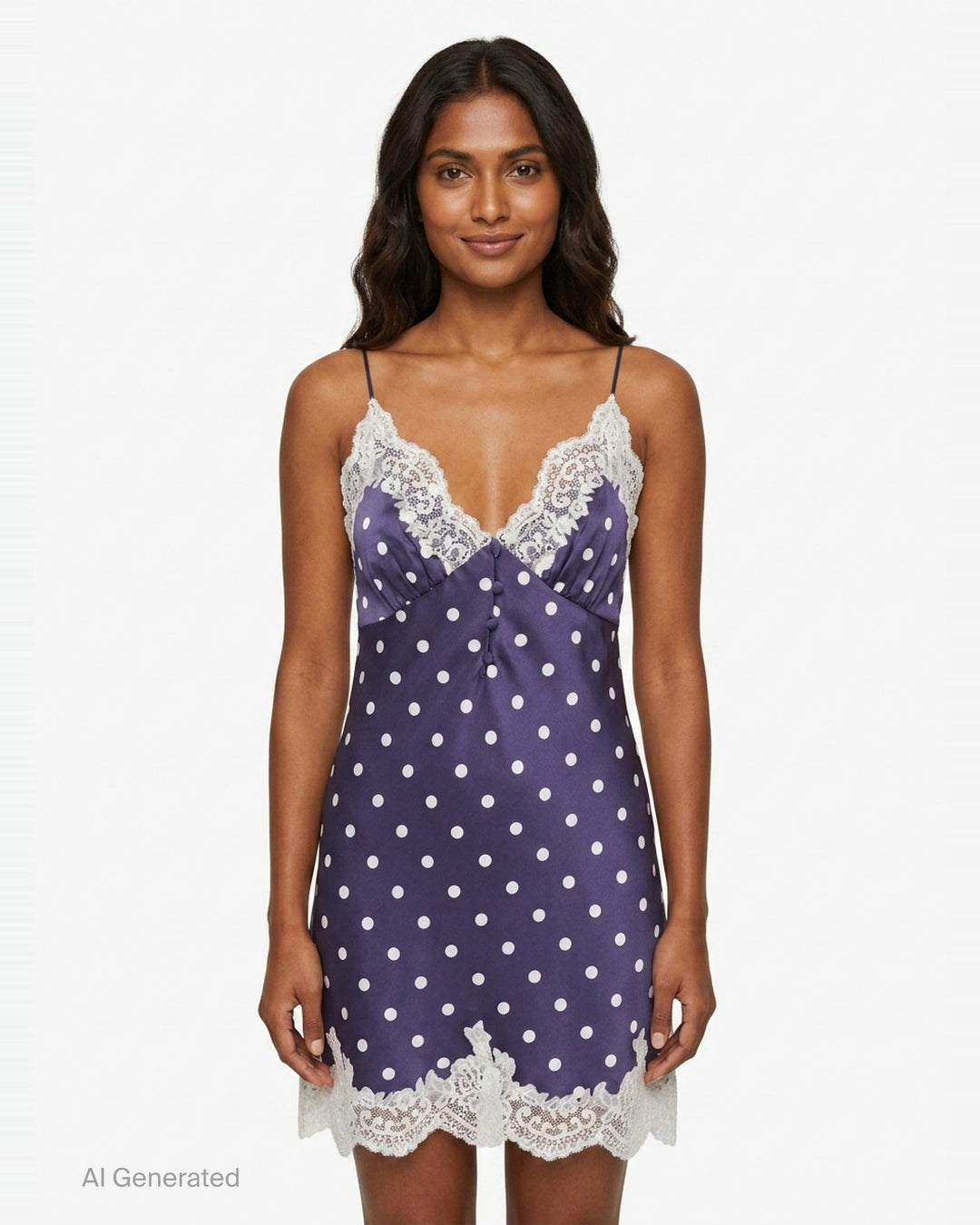 Navy Polka Dot Satin Mini Dress | Self-Portrait | Club21 - front