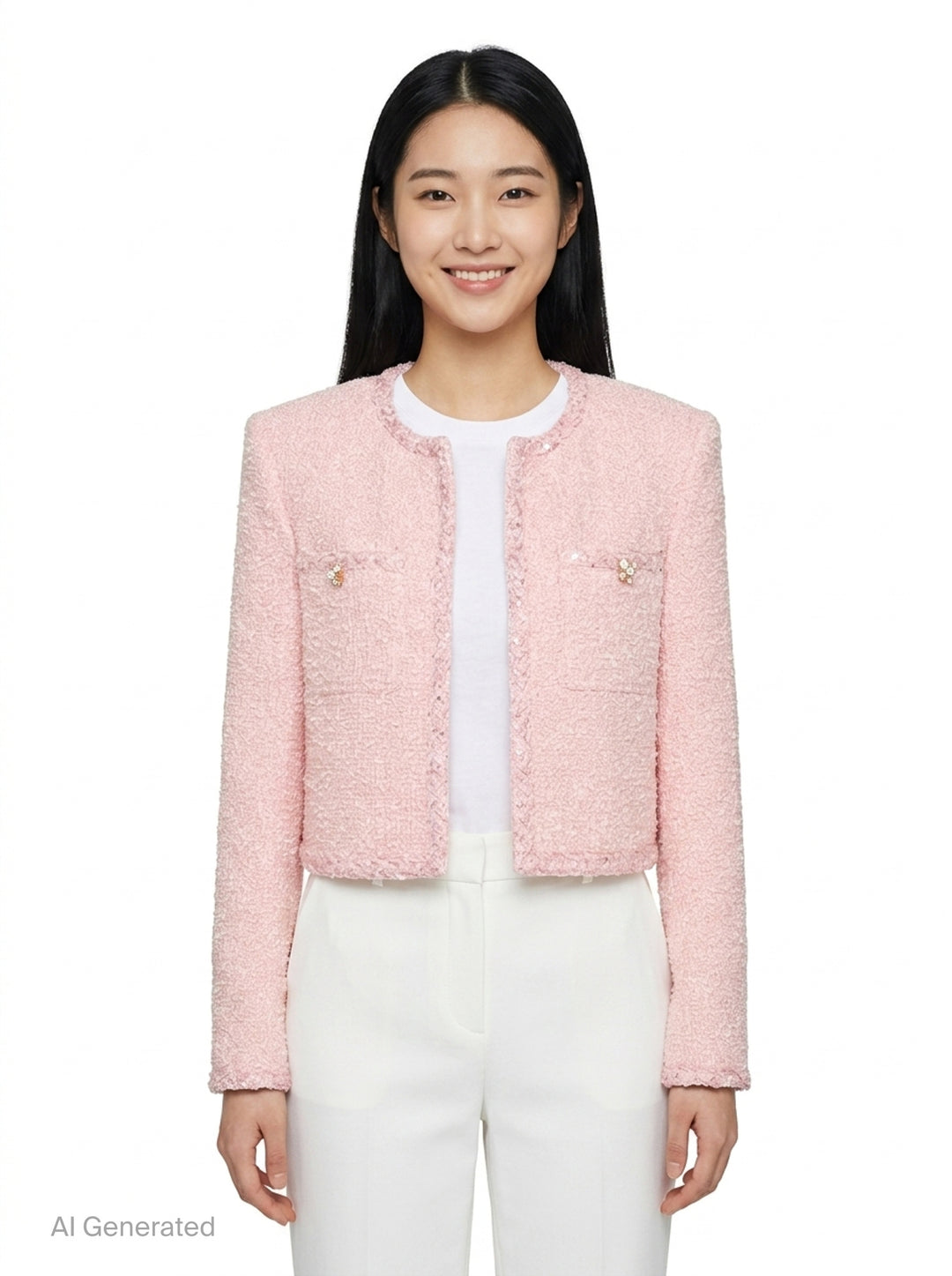 Pink Boucle Jacket | Self-Portrait | Club21 - front