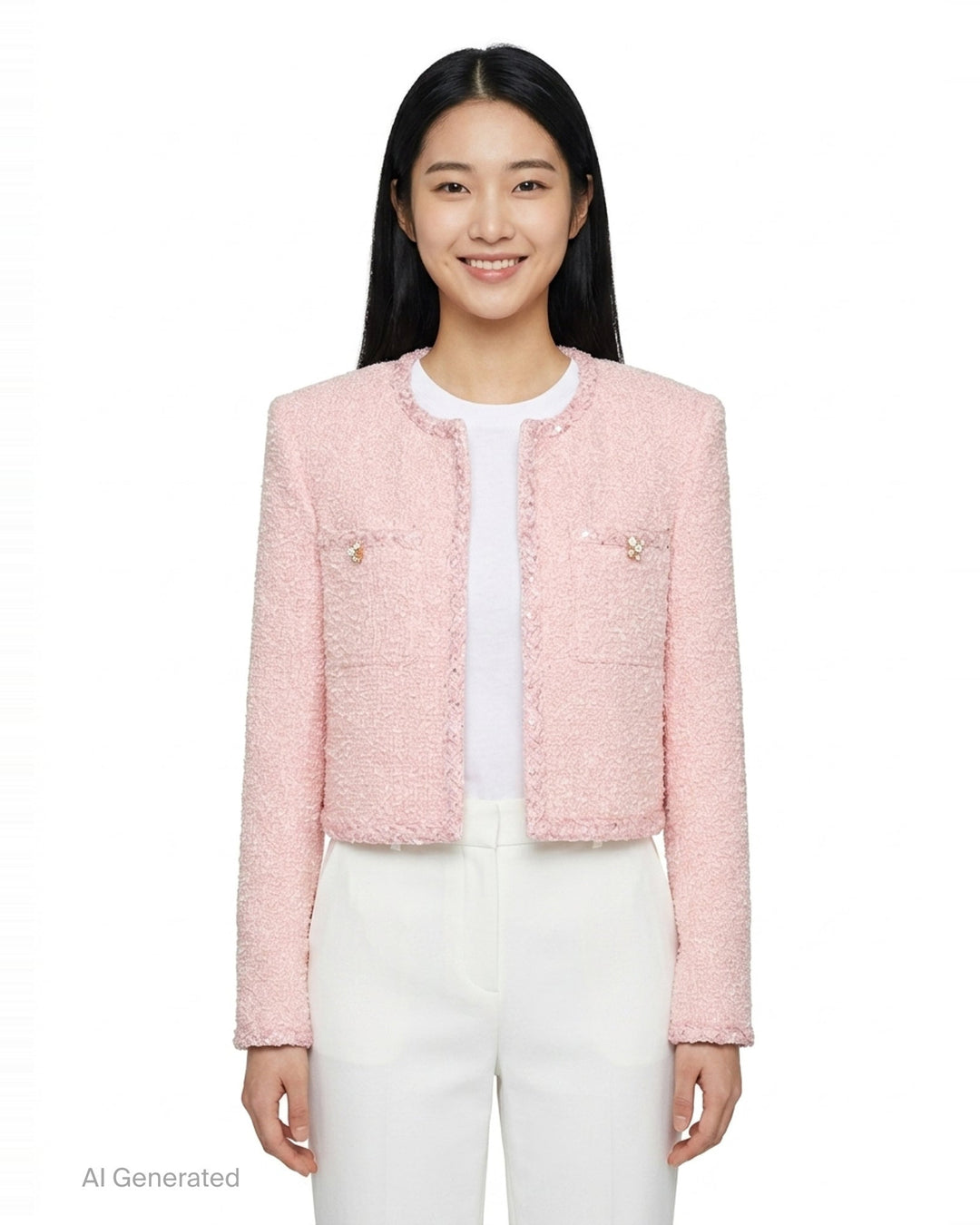 Pink Boucle Jacket | Self-Portrait | Club21 - front