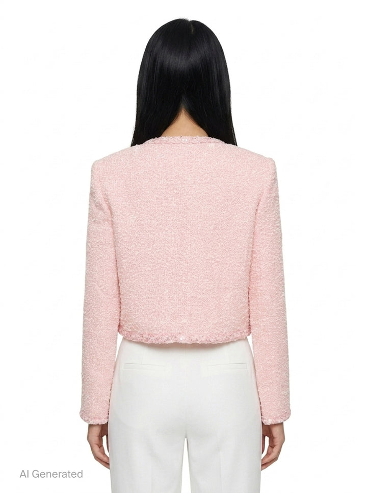 Pink Boucle Jacket | Self-Portrait | Club21 - back