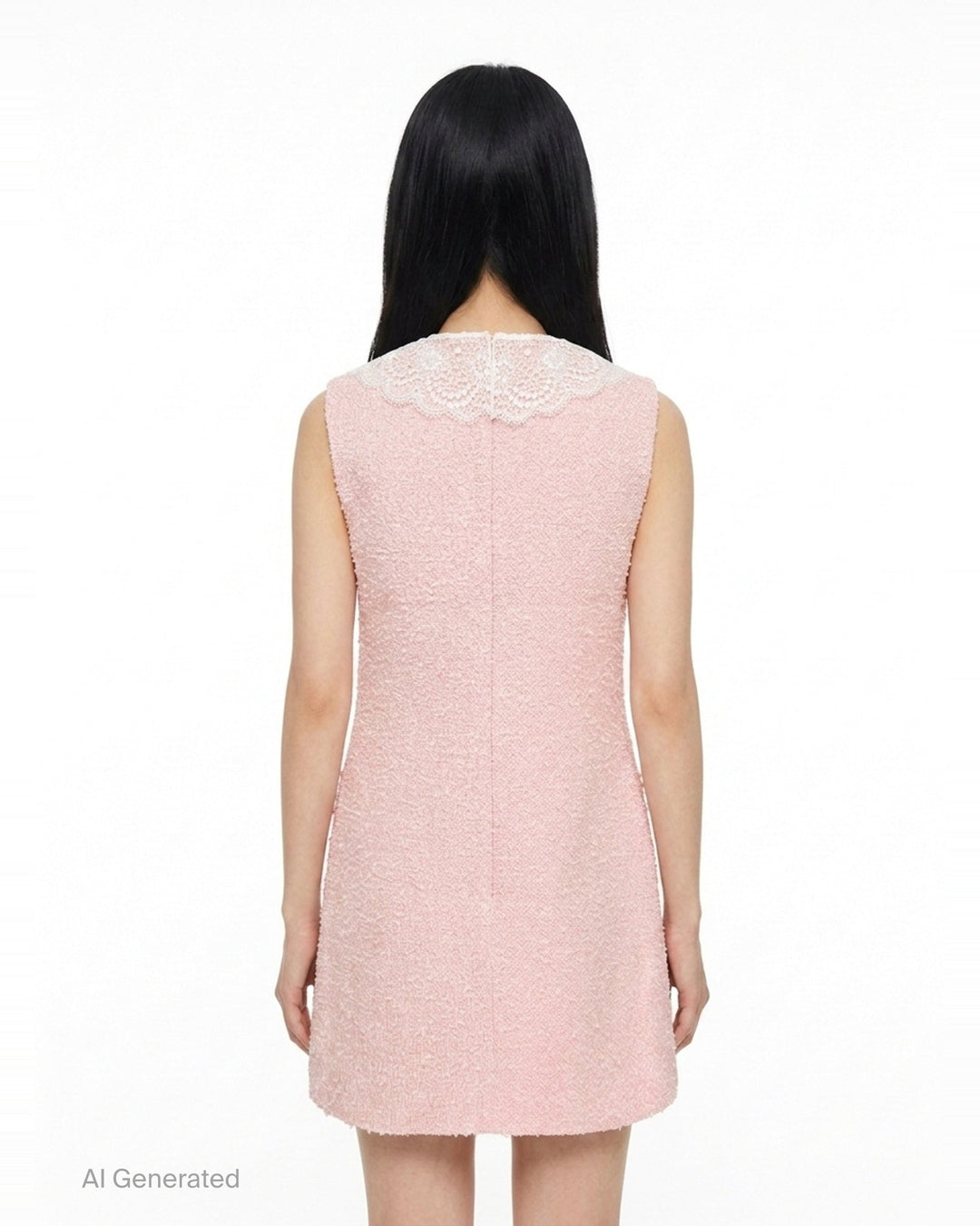 Pink Bouclé Lace Collar Mini Dress | Self-Portrait | Club21 - back