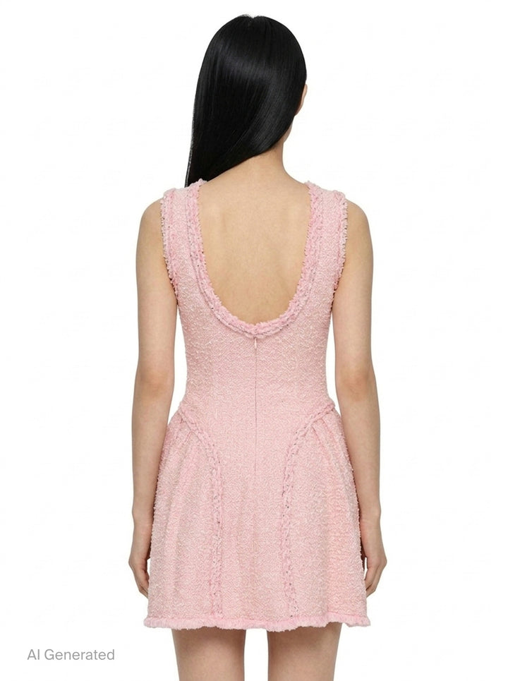 Pink Bouclé Sleeveless Mini Dress | Self-Portrait | Club21 - back