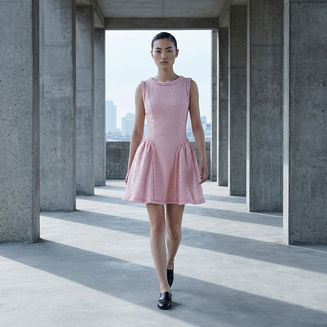 Pink Bouclé Sleeveless Mini Dress | Self-Portrait | Club21 - lifestyle