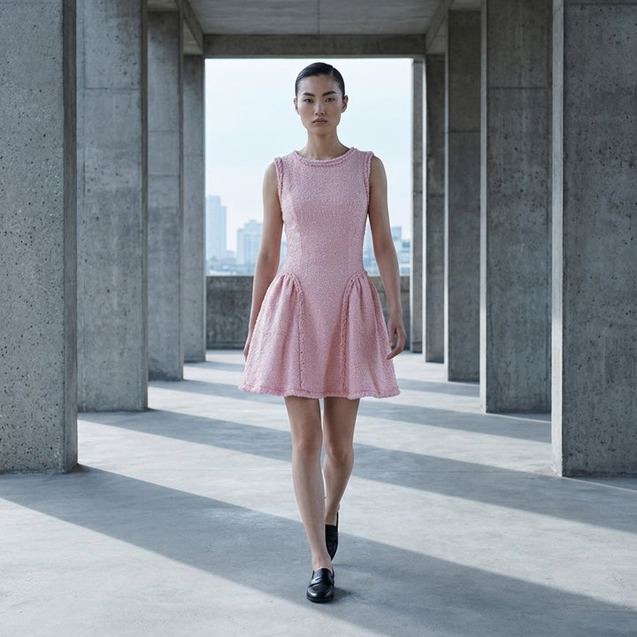 Pink Bouclé Sleeveless Mini Dress | Self-Portrait | Club21 - lifestyle
