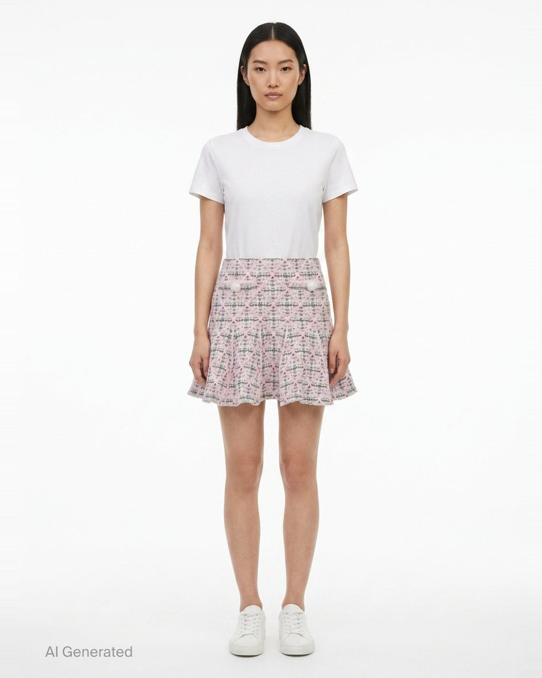 Pink Check Knit Mini Skirt | Self-Portrait | Club21 - front