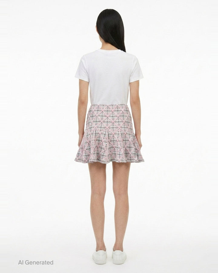 Pink Check Knit Mini Skirt | Self-Portrait | Club21 - back