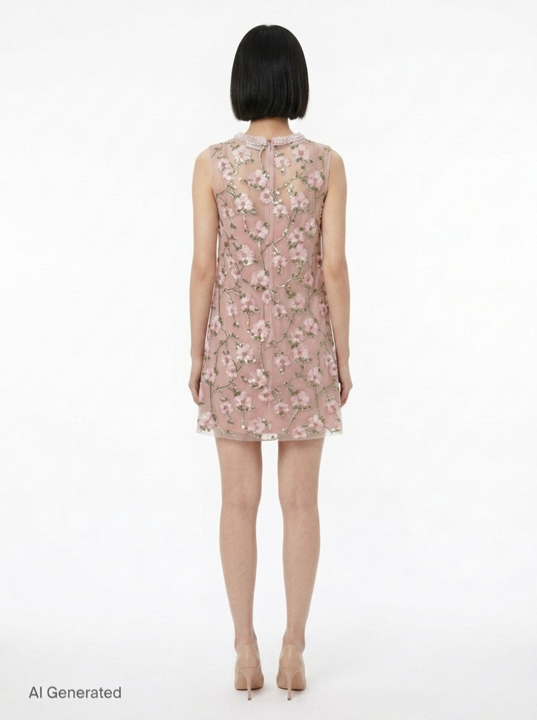 Pink Floral Sequin Embellished Dress | Self-Portrait | Club21 - back