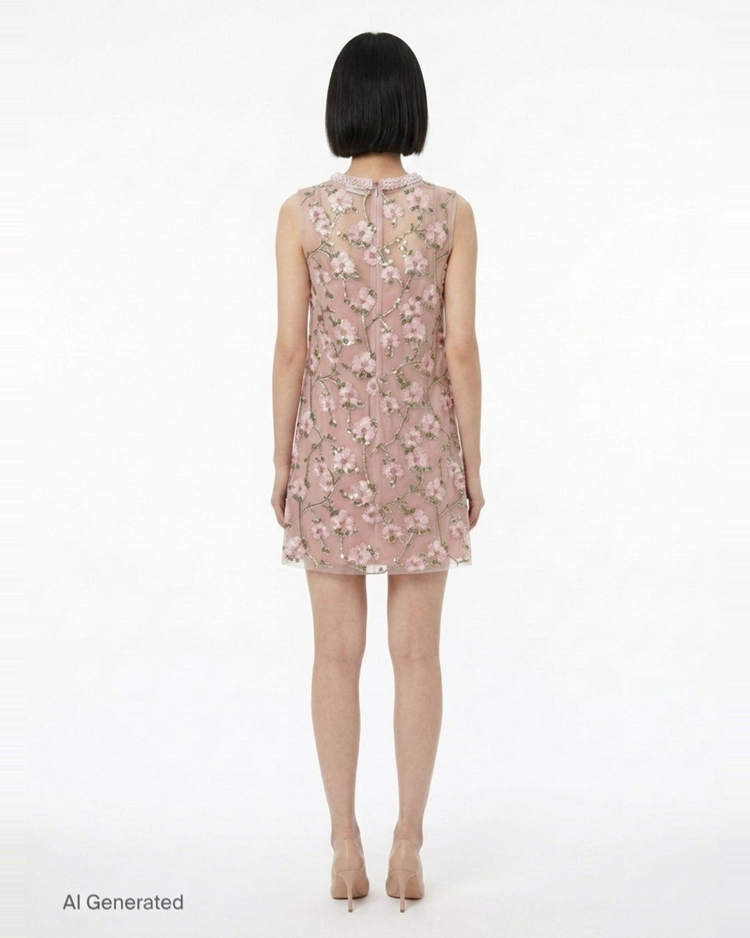 Pink Floral Sequin Embellished Dress | Self-Portrait | Club21 - back
