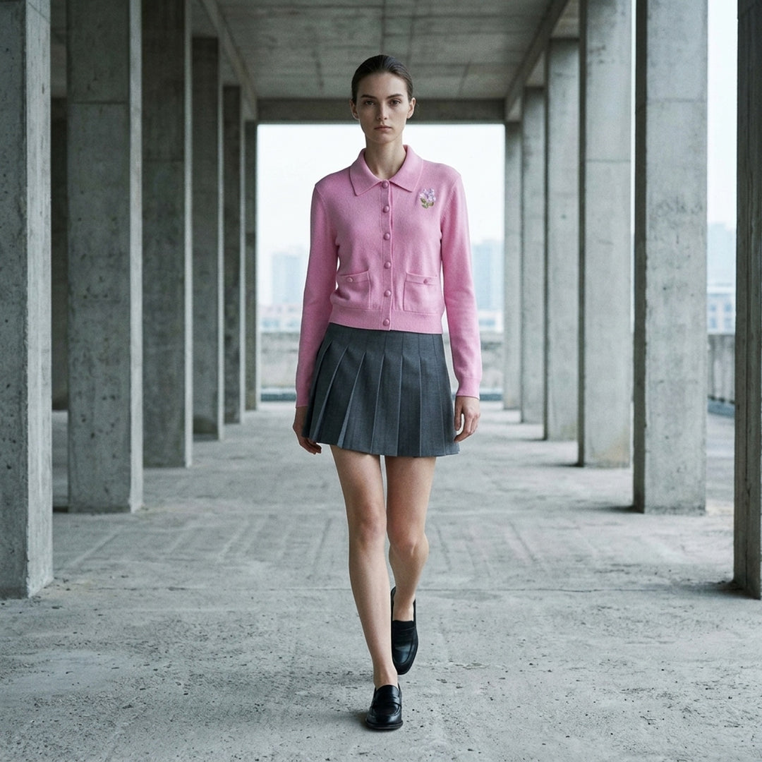 Pink Flower Embroidered Knit Cardigan | Self-Portrait | Club21 - lifestyle