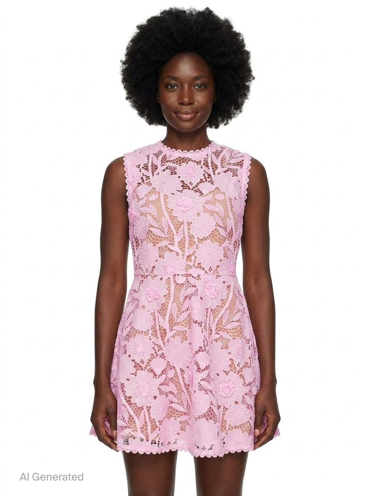 Pink Lace Mini Dress | Self-Portrait | Club21 - front