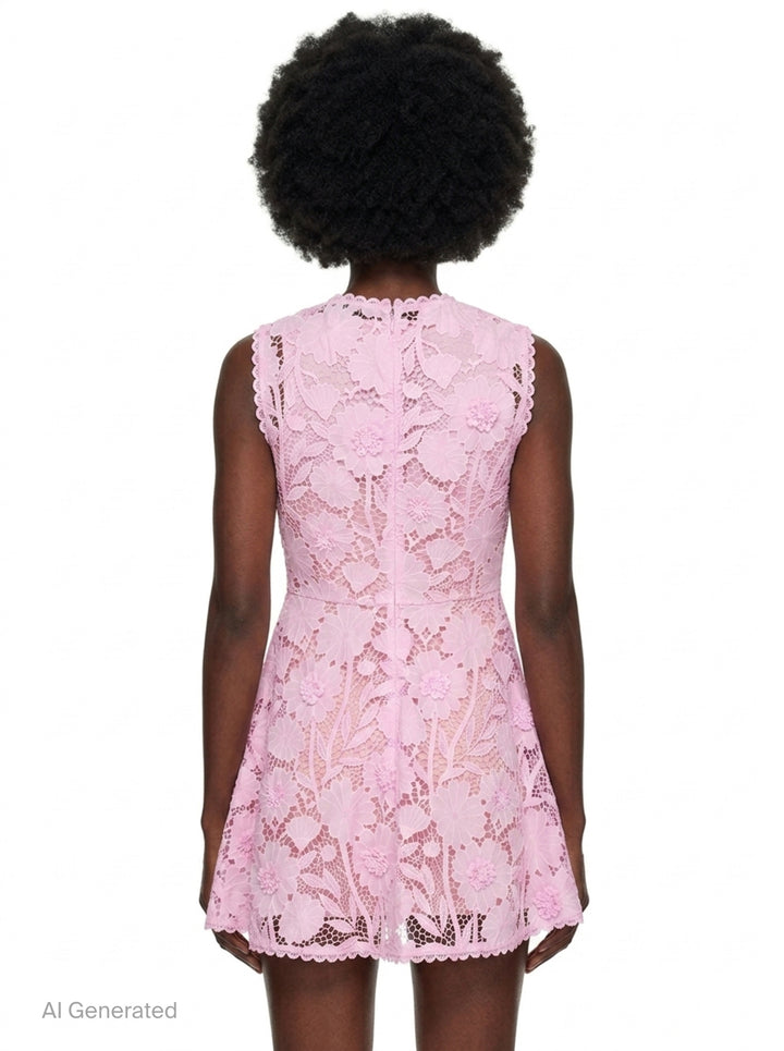 Pink Lace Mini Dress | Self-Portrait | Club21 - back