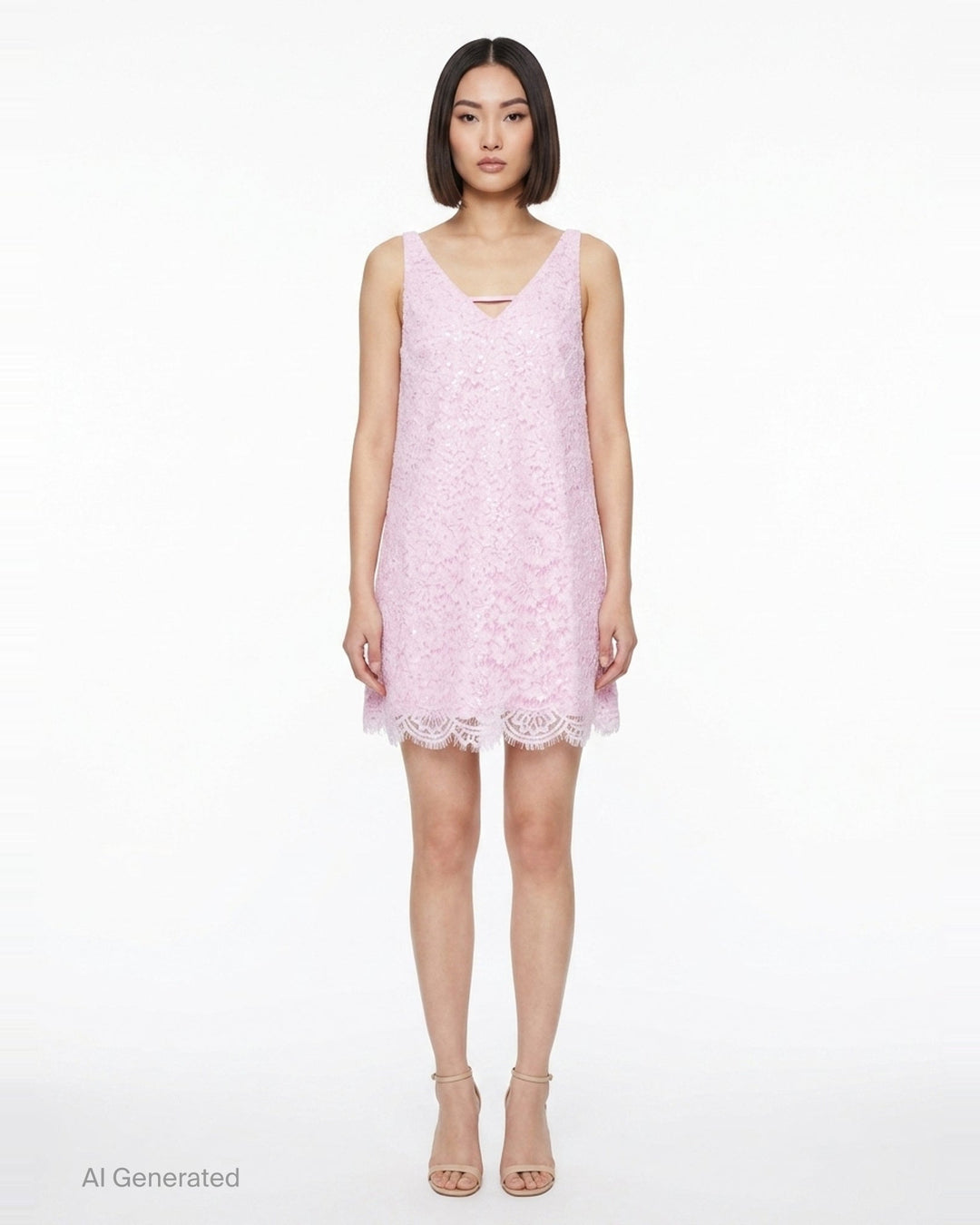 Pink Sequin Lace Mini Dress | Self-Portrait | Club21 - front