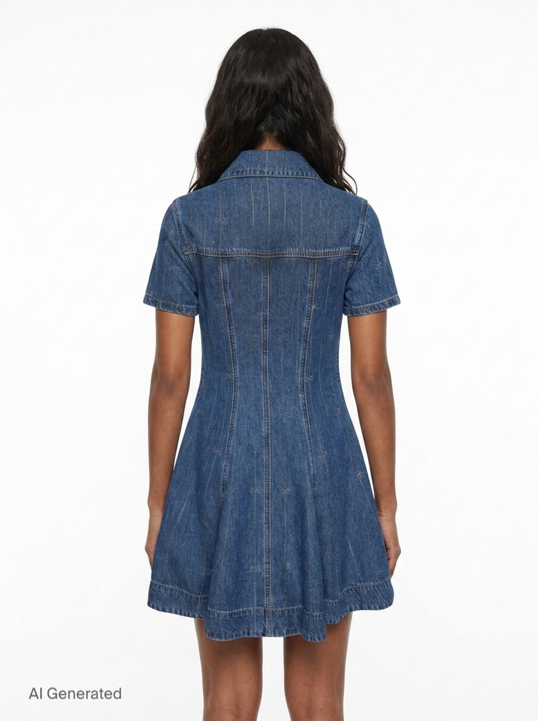 Rhinestone Stripe Denim Mini Dress | Self-Portrait | Club21 - back