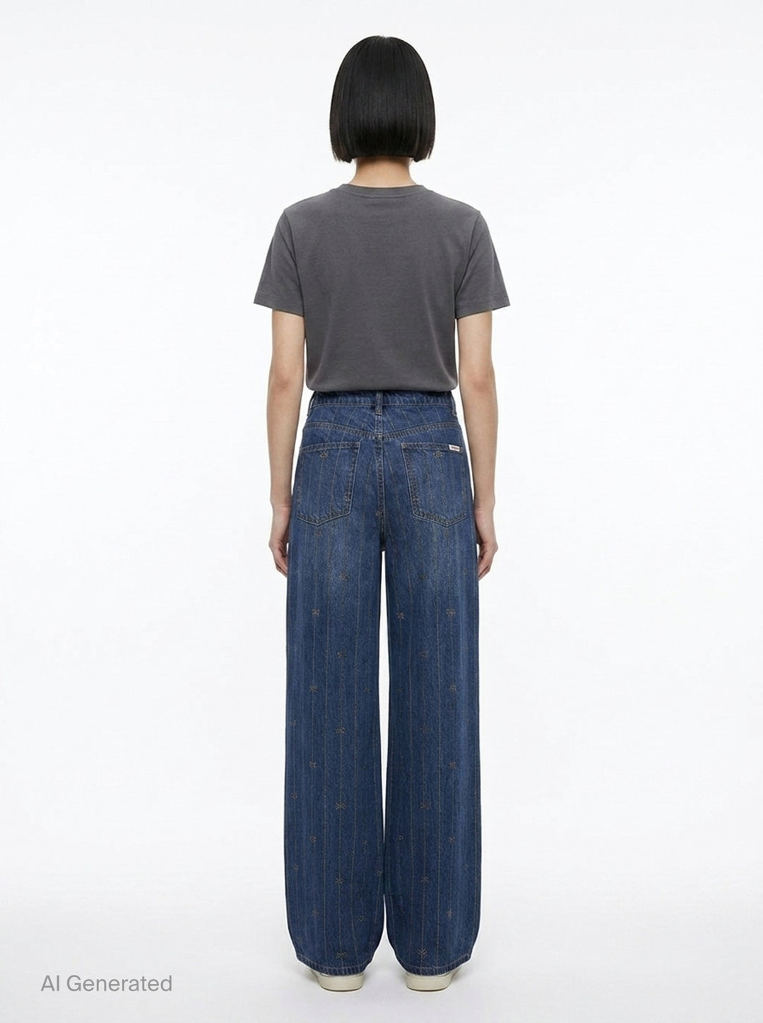 Rhinestone Stripe Wide-Leg Jeans | Self-Portrait | Club21 - back
