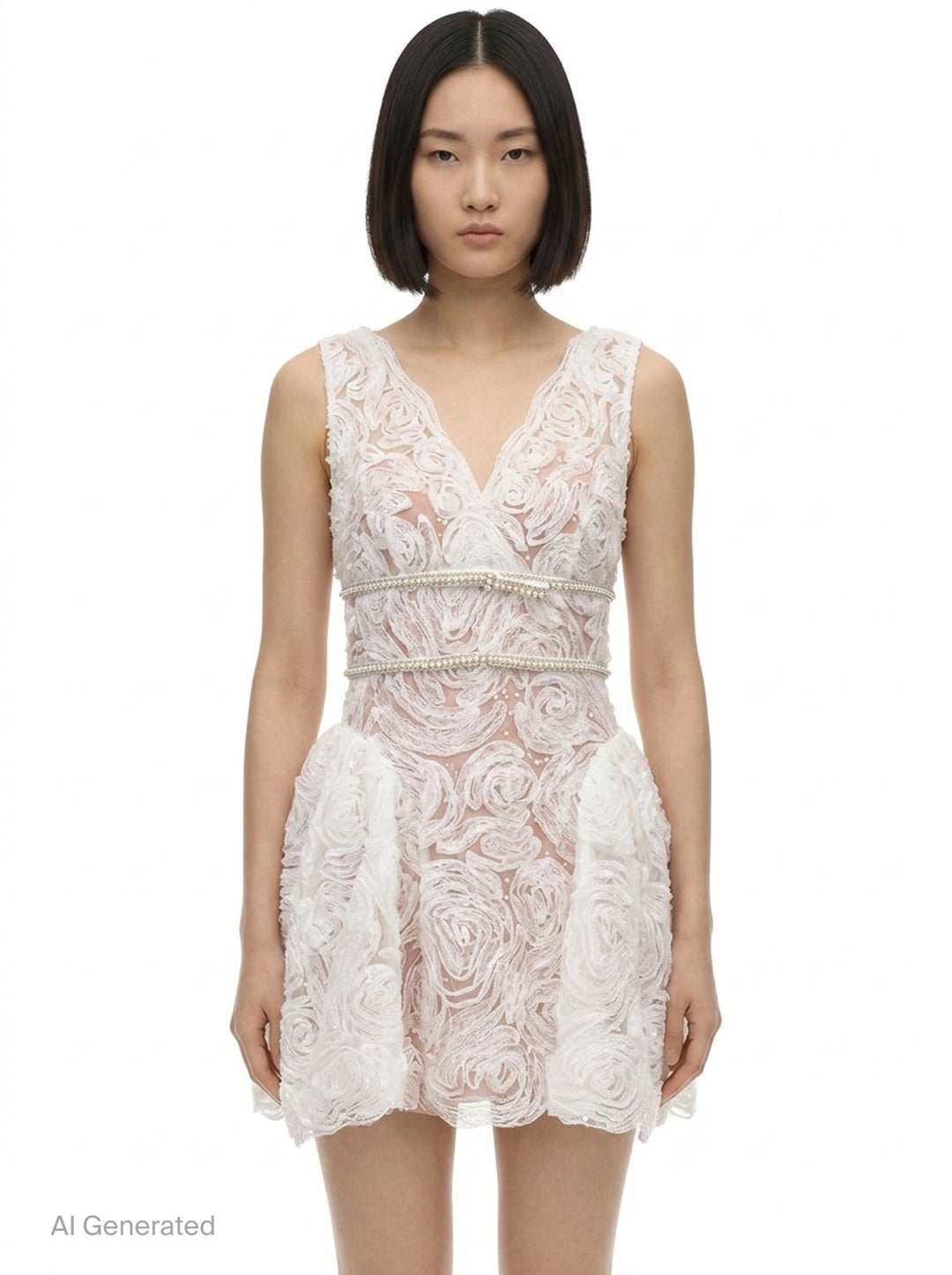 Rosette Lace Mini Dress | Self-Portrait | Club21 - front