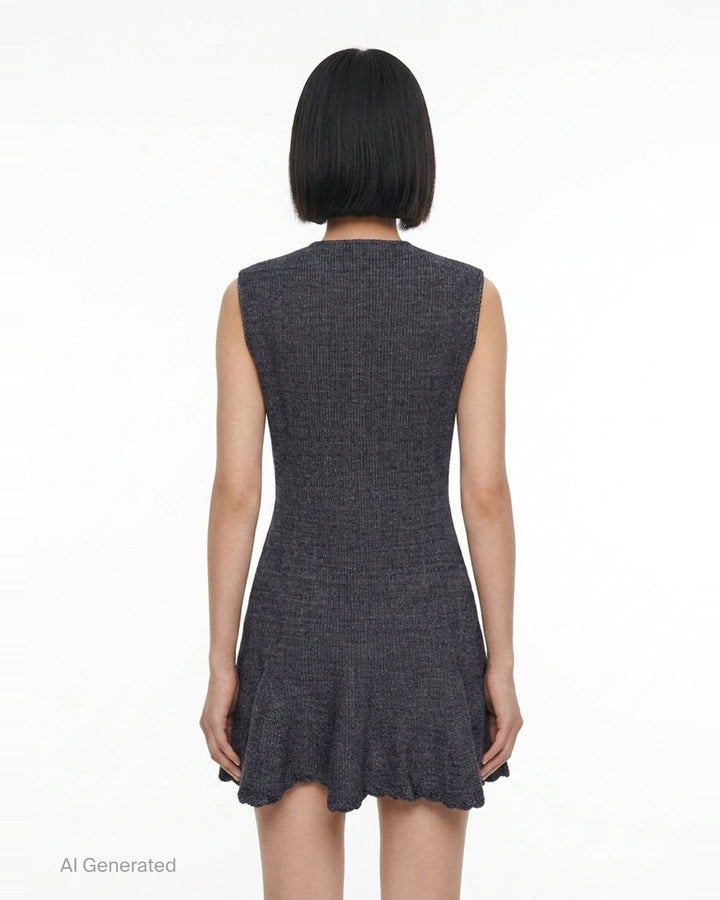 Sleeveless Textured Knit Dress | Self-Portrait | Club21 - back