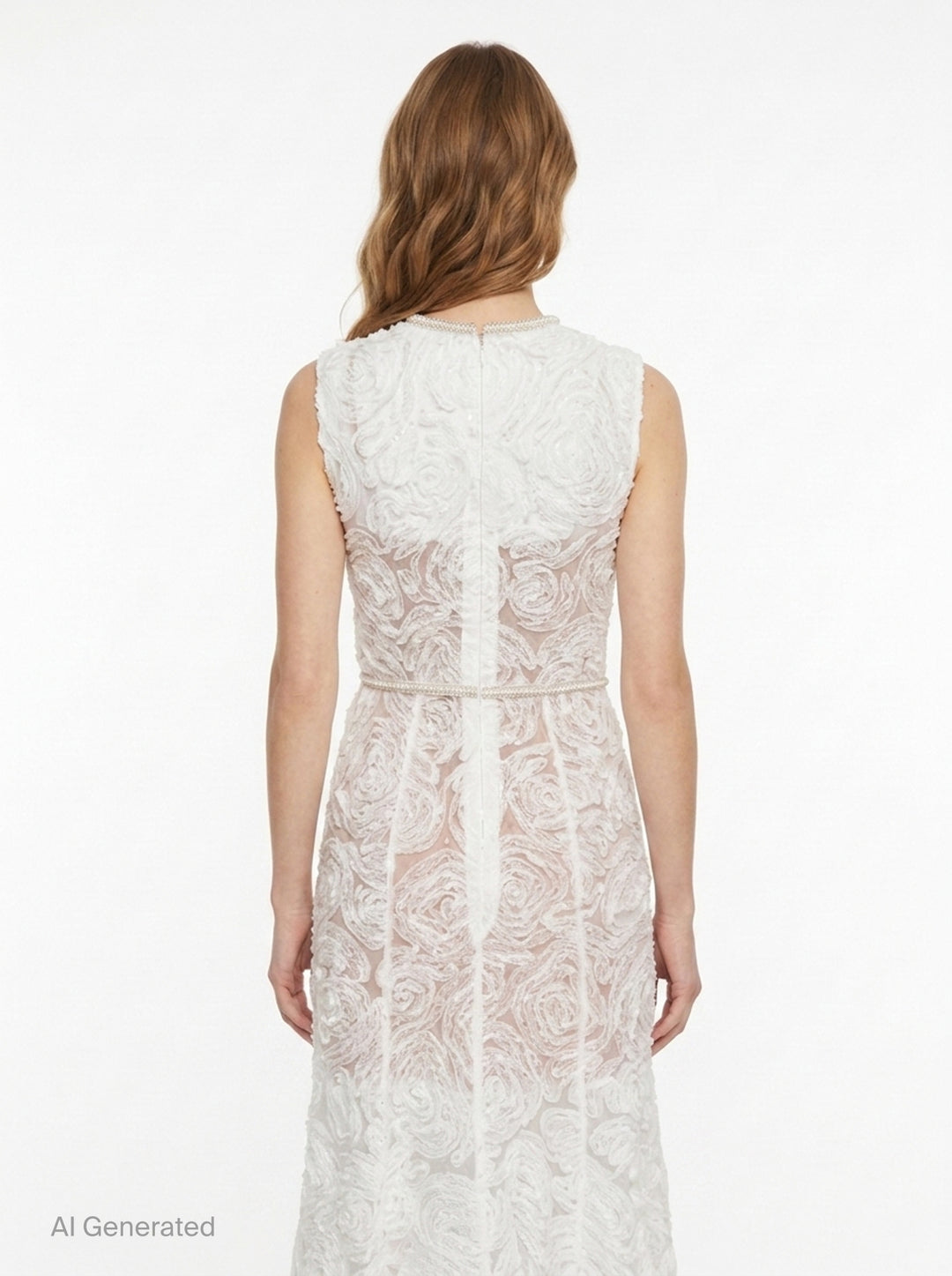 White Tulle Lace Midi Dress | Self-Portrait | Club21 - back