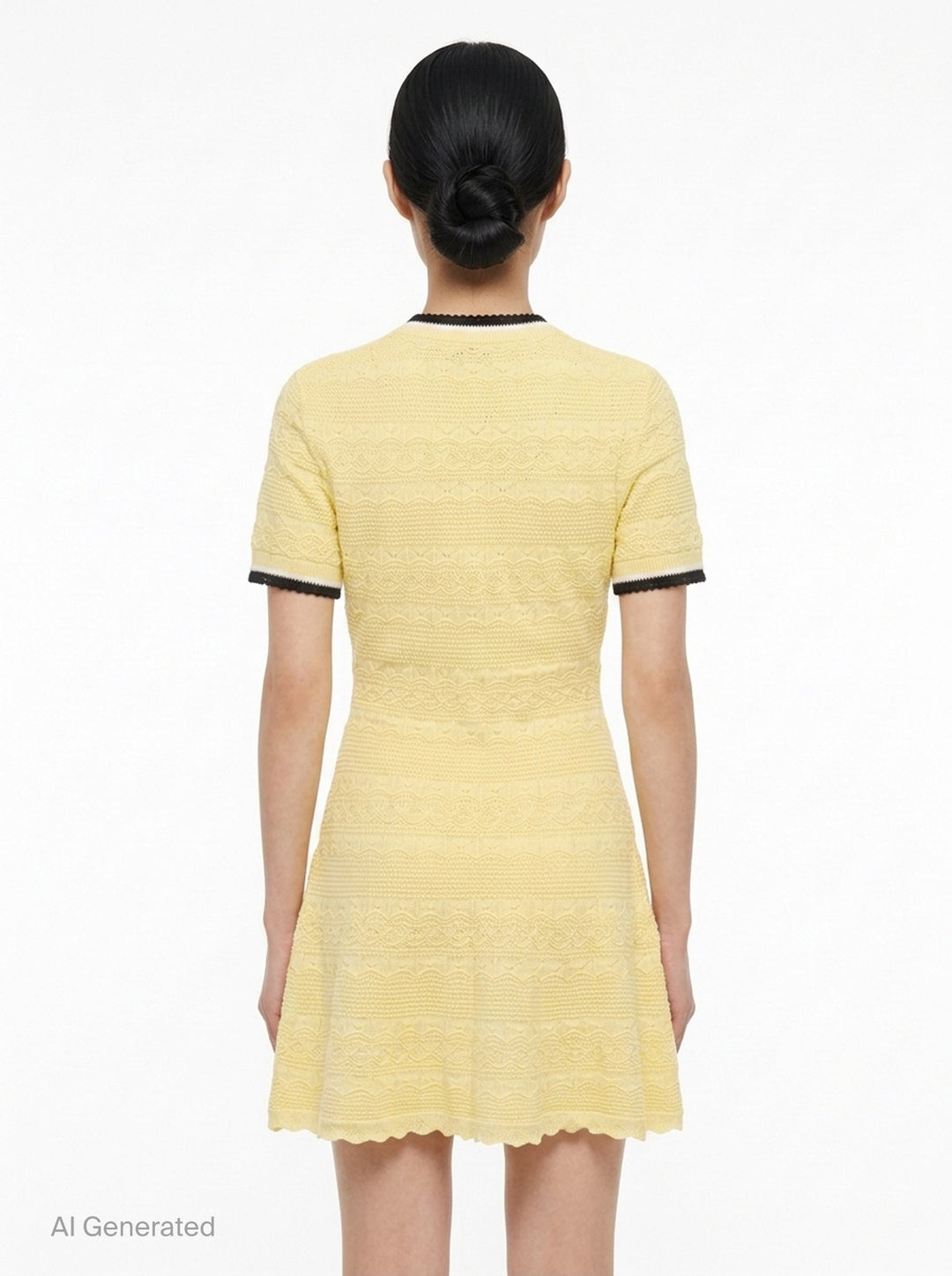 Yellow Pointelle Knit Mini Dress | Self-Portrait | Club21 - back