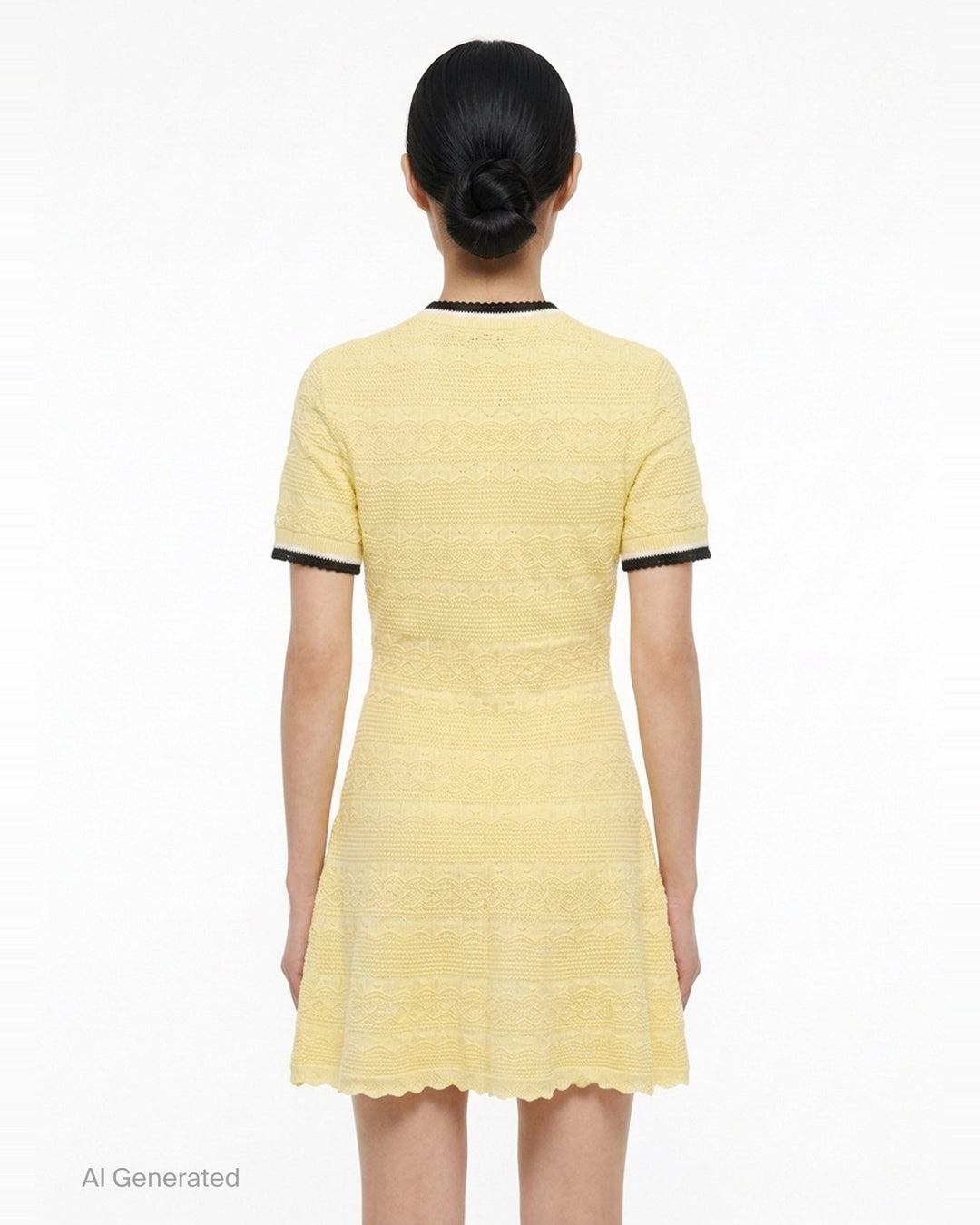 Yellow Pointelle Knit Mini Dress | Self-Portrait | Club21 - back