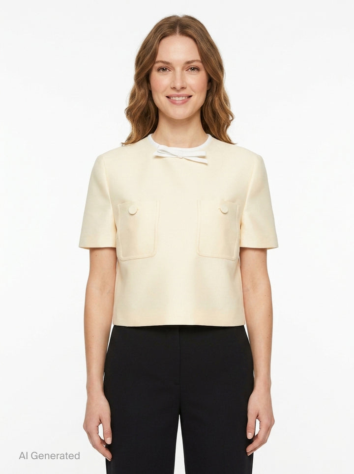 Yellow Taffeta Cropped Top | Self-Portrait | Club21 - front