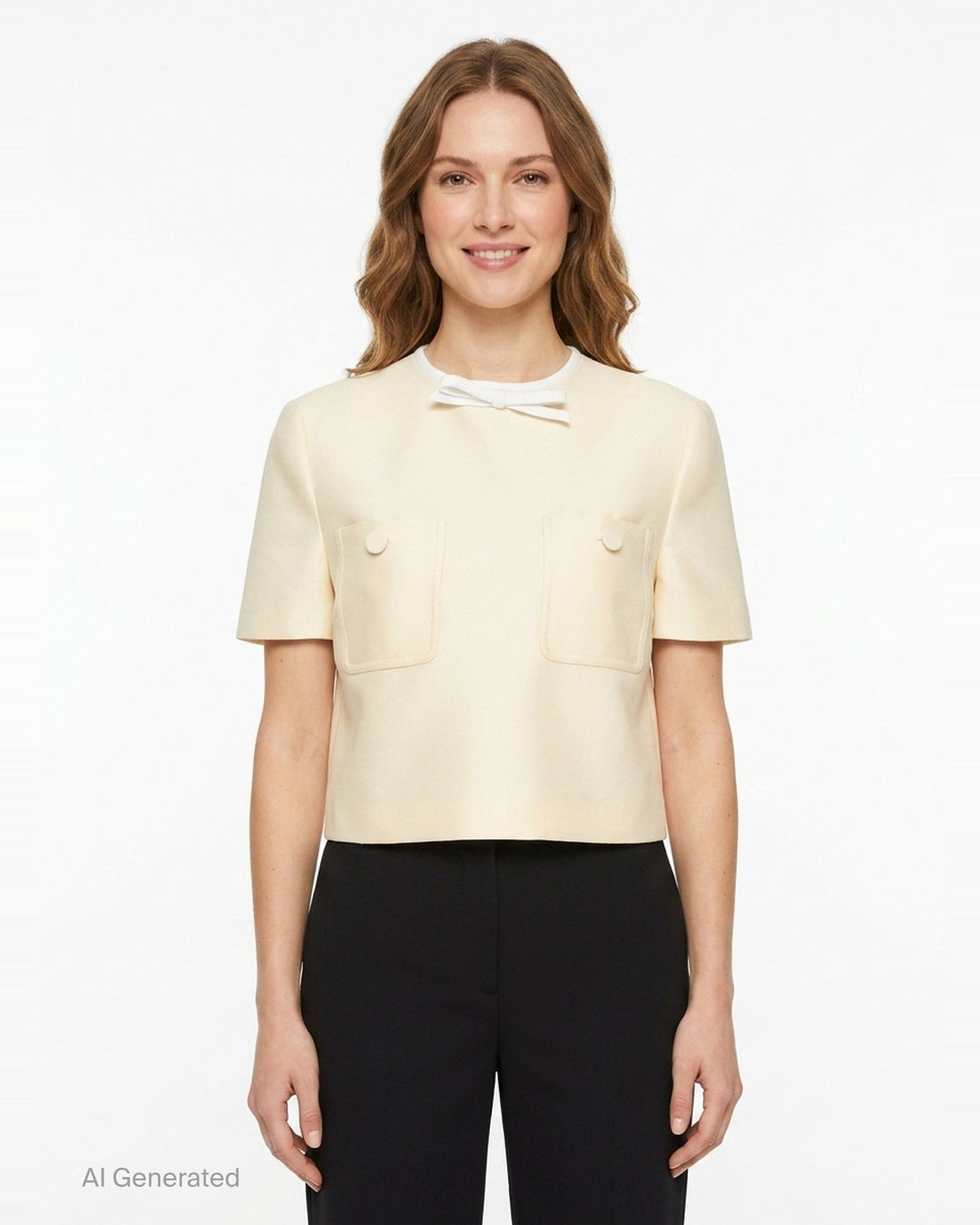 Yellow Taffeta Cropped Top | Self-Portrait | Club21 - front