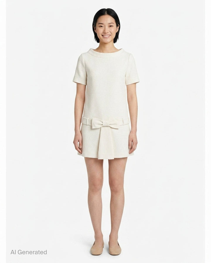 Bow Detail Short Sleeve Dress | SHUSHU/TONG | Club21 - front