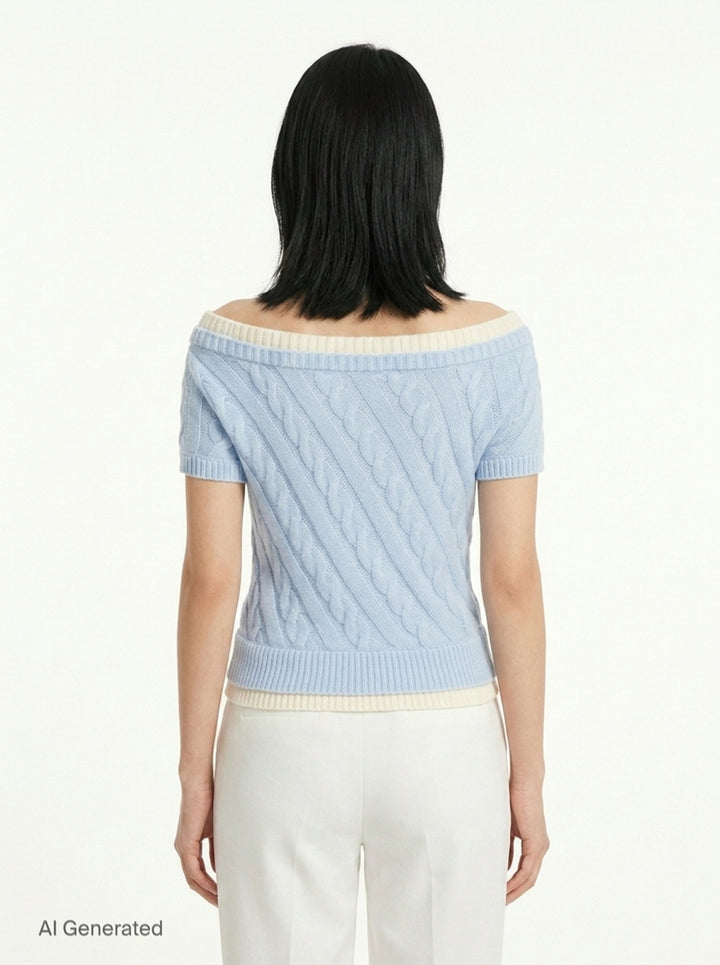 Bow Off-Shoulder Knit Crop Top | SHUSHU/TONG | Club21 - back
