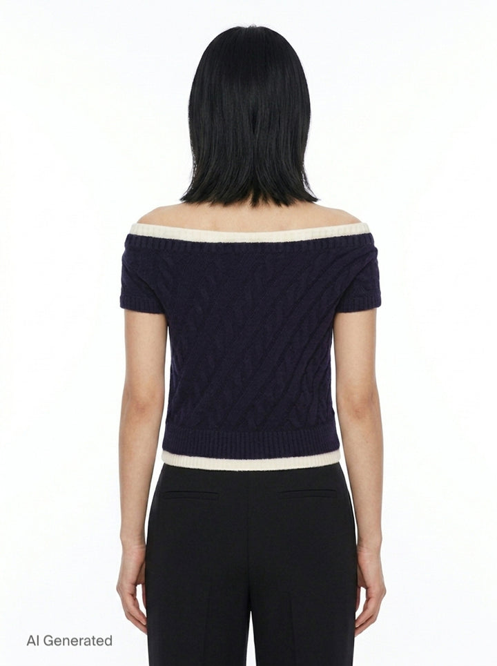 Bow Off-Shoulder Knit Crop Top | SHUSHU/TONG | Club21 - back