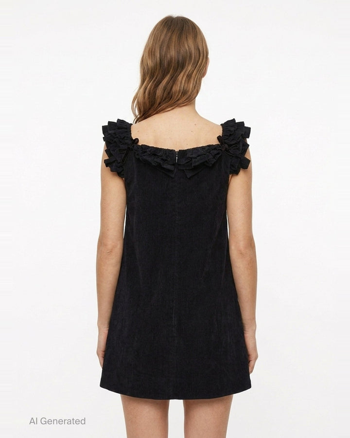 Ruffle Trim Velvet Mini Dress | SHUSHU/TONG | Club21 - back