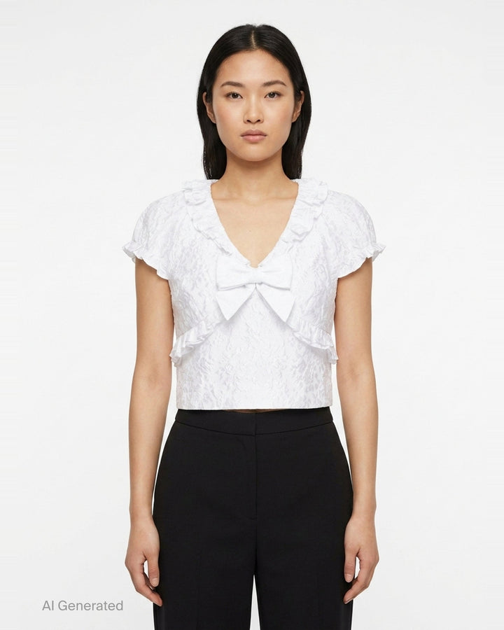 Ruffled Bow Crop Top | SHUSHU/TONG | Club21 - front