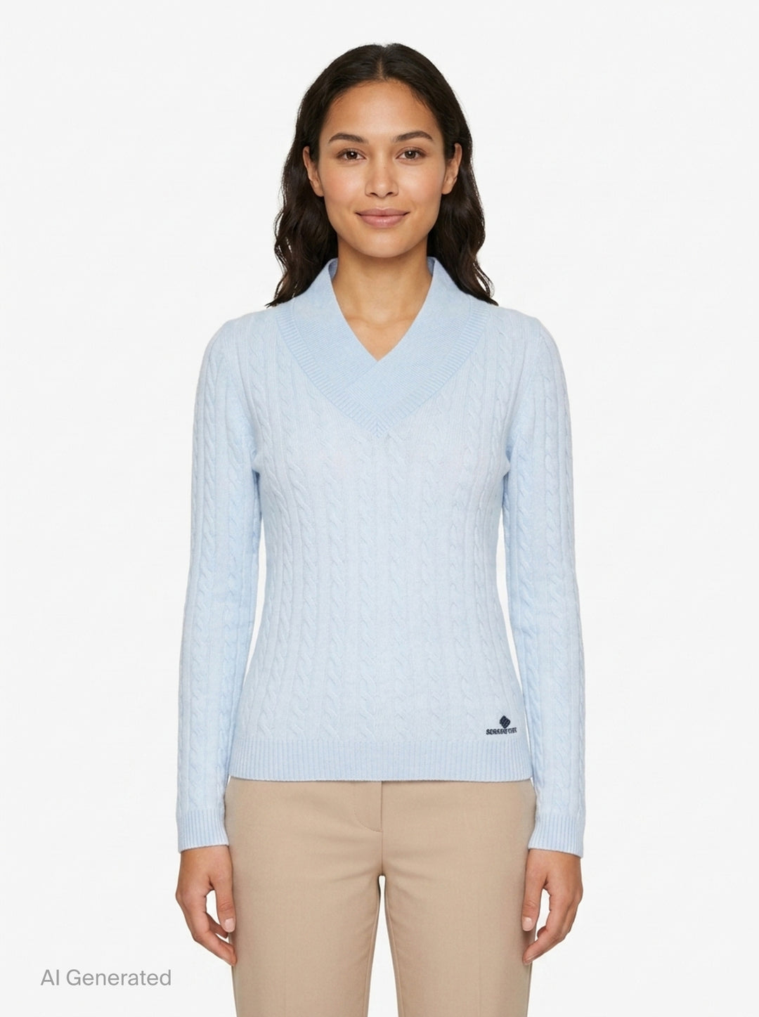 V-Neck Cable Knit Sweater | SHUSHU/TONG | Club21 - front