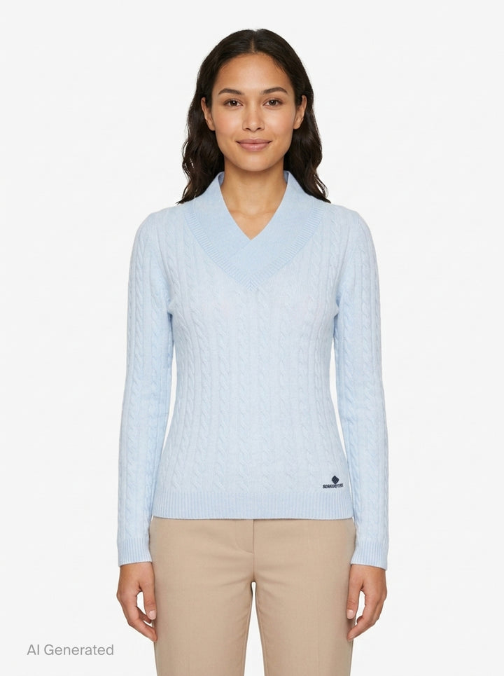 V-Neck Cable Knit Sweater | SHUSHU/TONG | Club21 - front