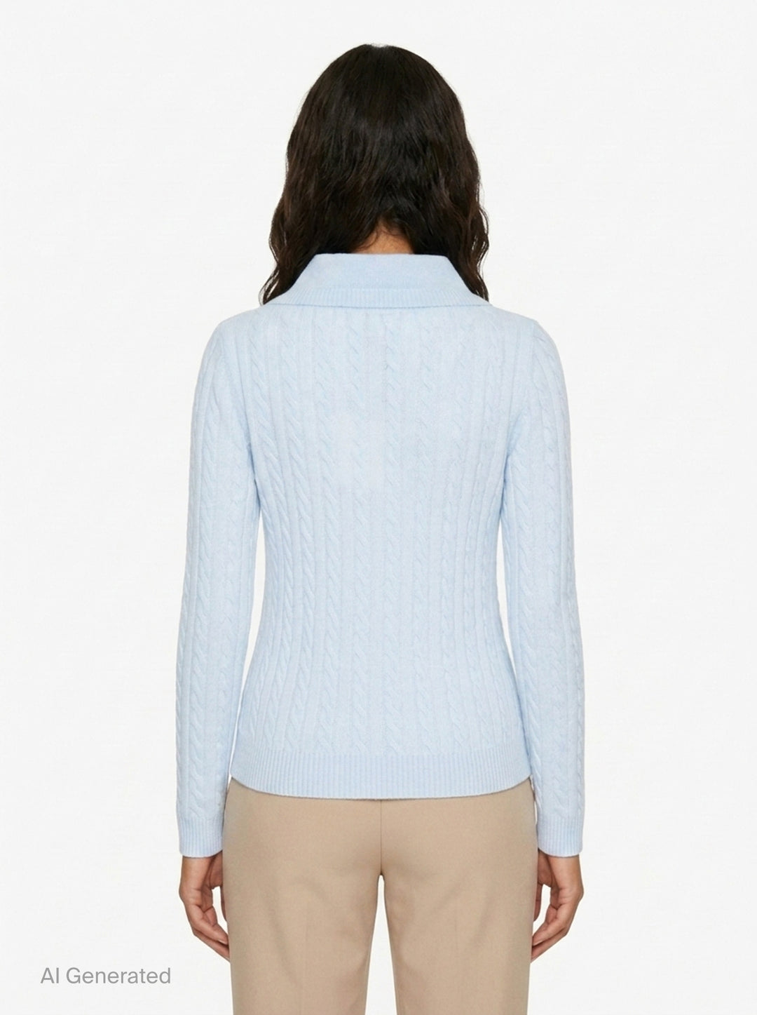 V-Neck Cable Knit Sweater | SHUSHU/TONG | Club21 - back