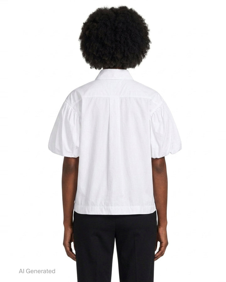 Cropped Rosette Puff Sleeve Blouse | Simone Rocha | Club21 - back