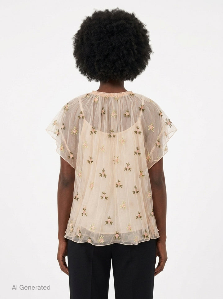 Gathered Cord Rosebud Embroidered Top | Simone Rocha | Club21 - back