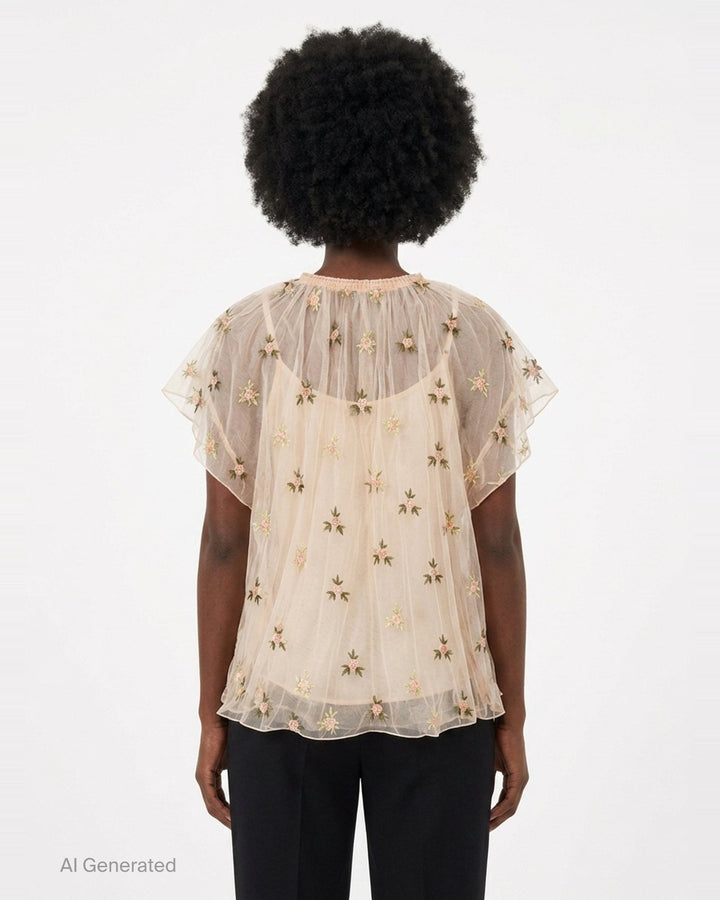 Gathered Cord Rosebud Embroidered Top | Simone Rocha | Club21 - back