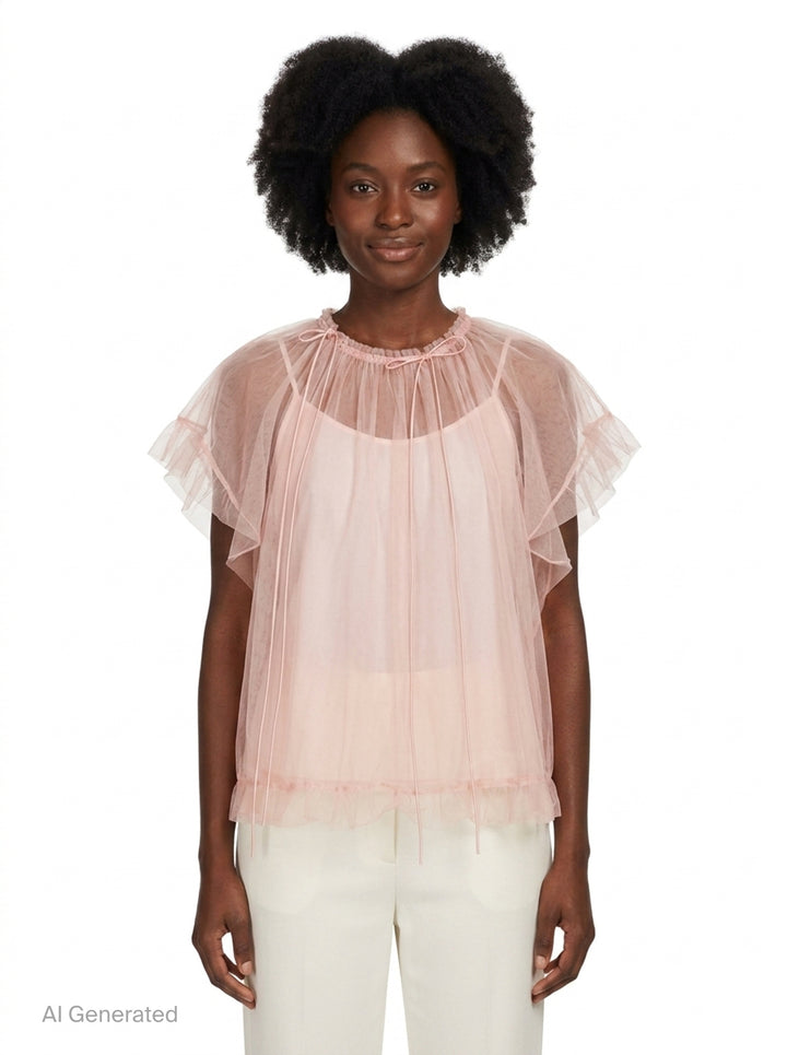Gathered Cord Tulle Top | Simone Rocha | Club21 - front