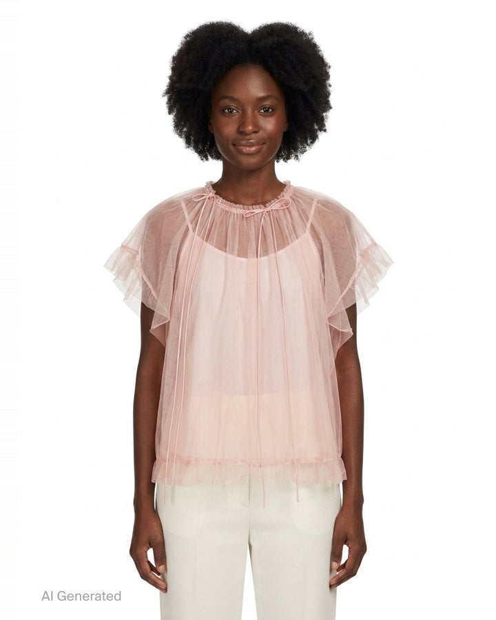 Gathered Cord Tulle Top | Simone Rocha | Club21 - front