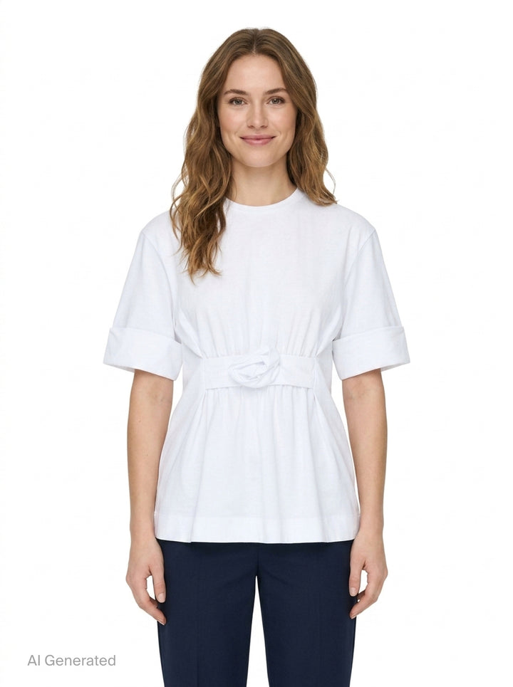 Gathered Rose Wire Sleeve Tee | Simone Rocha | Club21 - front