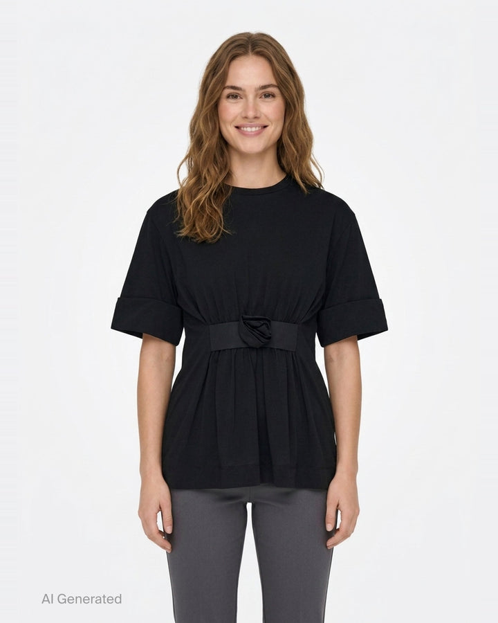 Gathered Rose Wire Sleeve Tee | Simone Rocha | Club21 - front