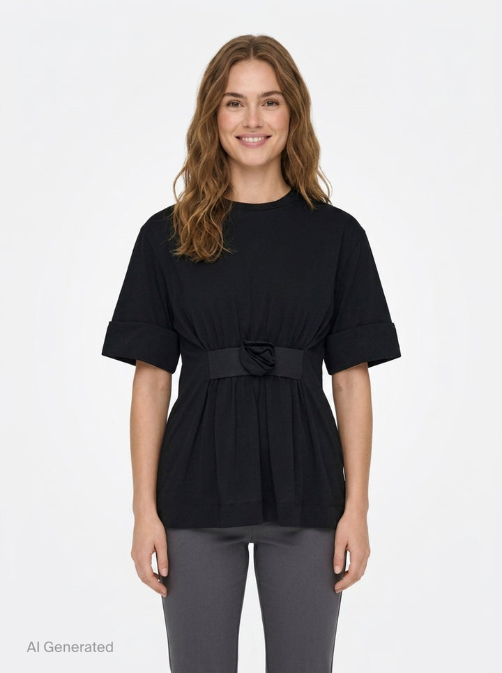 Gathered Rose Wire Sleeve Tee | Simone Rocha | Club21 - front
