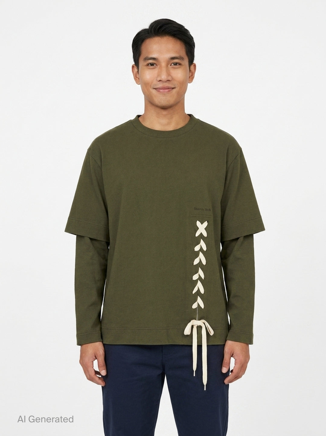 Lace Up Hem Layered Long Sleeve Tee | Simone Rocha | Club21 - front