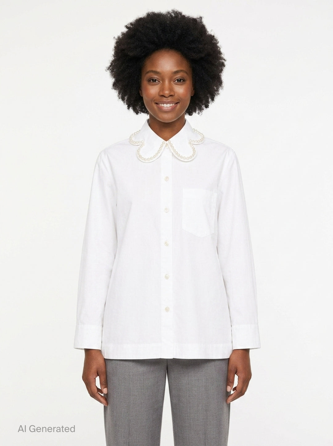 Pearl Collar Masculine Blouse | Simone Rocha | Club21 - front