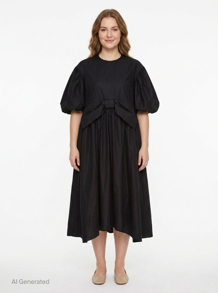 Puff Sleeve Gathered Bow Smock Dress | Simone Rocha | Club21 - front