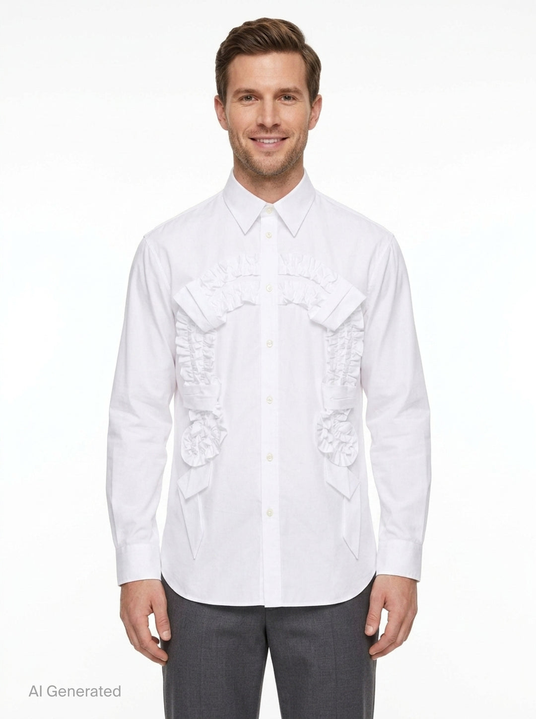 Ruffle Horseshoe Long Sleeve Shirt | Simone Rocha | Club21 - front