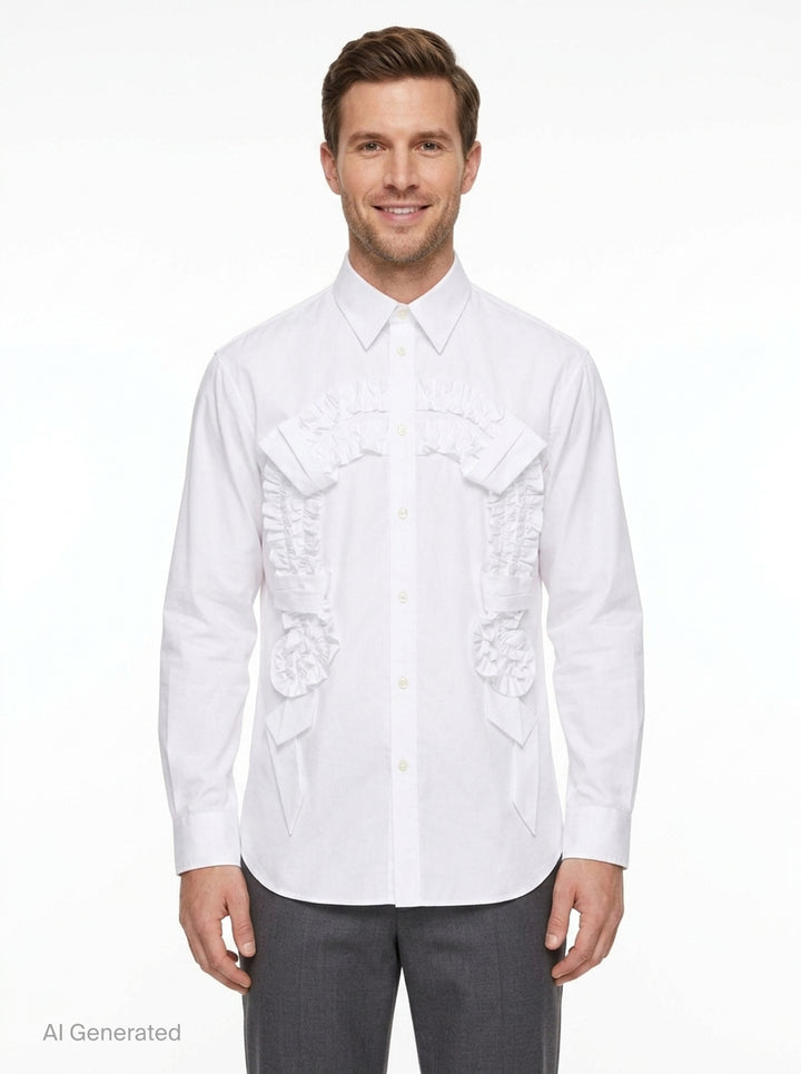Ruffle Horseshoe Long Sleeve Shirt | Simone Rocha | Club21 - front